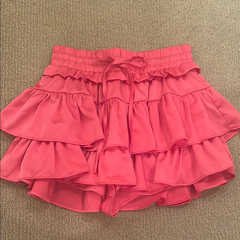 Day + Moon Pink Ruffle Mini Skirt